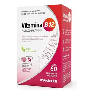 Vitamina B12 Maxinutri Metilcobalamina Mastigável em comprimido Sem sabor de 60 un