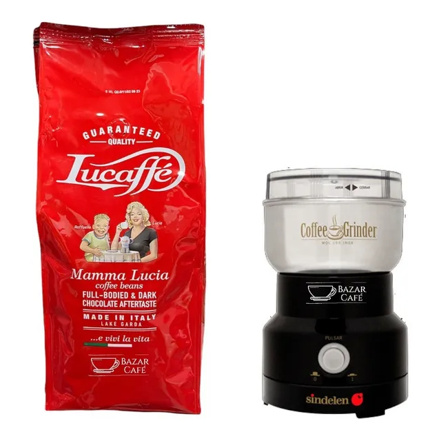 Café Lucaffe Grano Mamma Lucia 1kg + Molinillo Sindelen