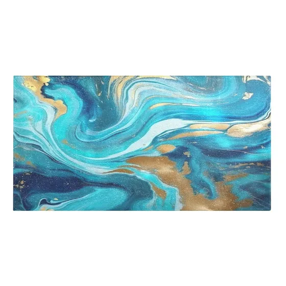 Alfombra Baño Textura Marmol Azul Dorado Seca Suave X