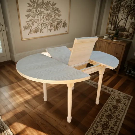 Mesa Redonda Trampa Extensible 1.1 A1.5m Living Comedor Pino Sin Color