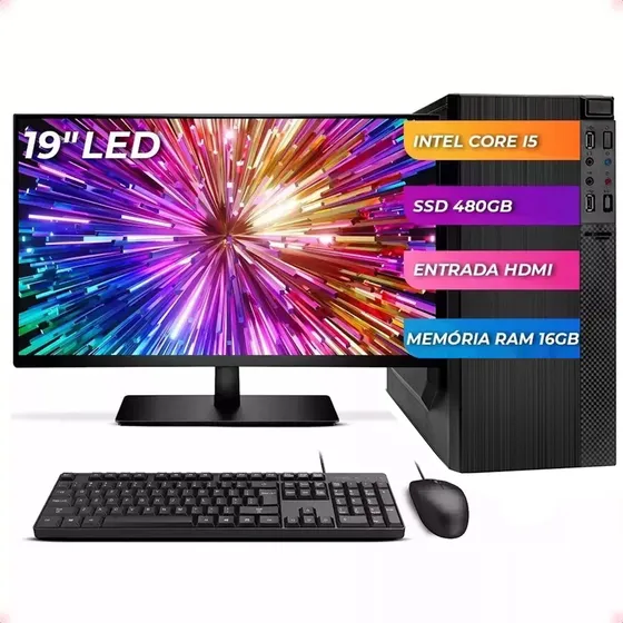 Pc Computador Completo Intel Core I5 16gb Ssd 480gb Monitor 19 Polegadas Strong Tech