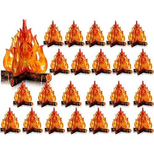 Boao 24 Set Centro De Mesa De Fogata De Papel 3d Fuego Falso