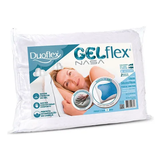 Almohada inteligente Duoflex Gelflex Nasa tradicional 68cm x 48cm x 14cm blanca