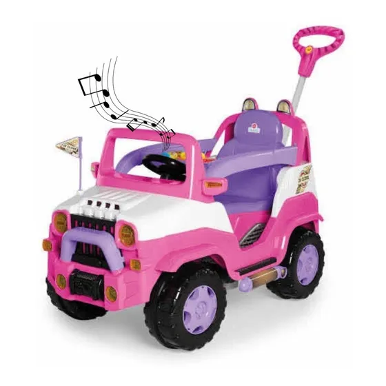 Carrinho Criança de Passeio Calesita Caminador com Pedal e Haste Empurradora Cor Rosa