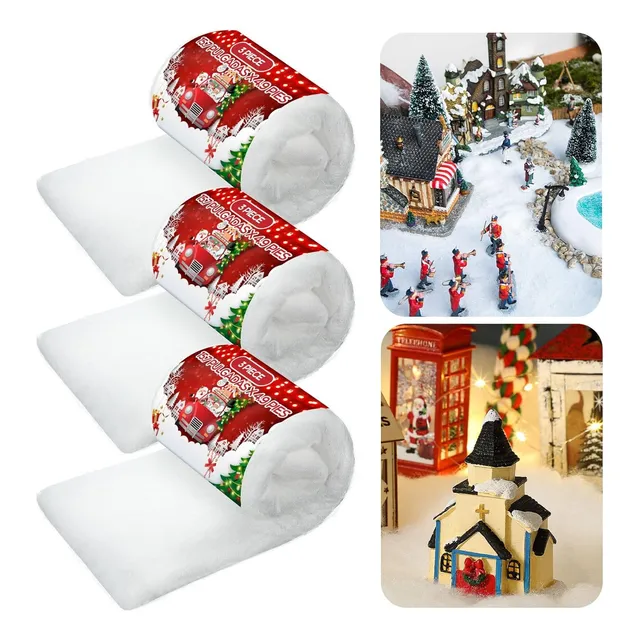 Manta De Nieve Artificial Blanca 3 Unidades 40x150cm Decorac
