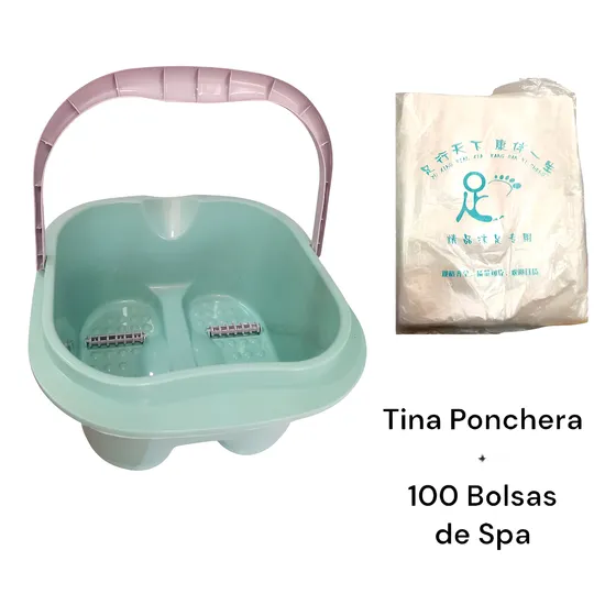 Ponchera Tina + 100 Bolsas De Spa Pedicure