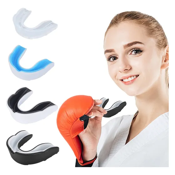 Pack 4 Protector Bucal Simple Deportivo Boxeo Karate Mma Color Negro Sabor Frambuesa