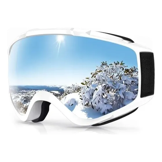 Antiparras Ski Snow Hasliberg Frost Antiempaño Uv400 Estuche Lente VLT 14 SILVER Mirrored Armazón Blanco
