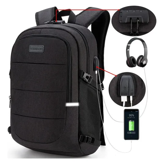 Mochila Antirrobo Mochila Impermeable Para Portátil De 15,6i Color Negro