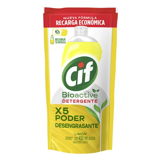Cif Active Gel Lava Vajilla Concentrado Limón Doypack 450 Ml