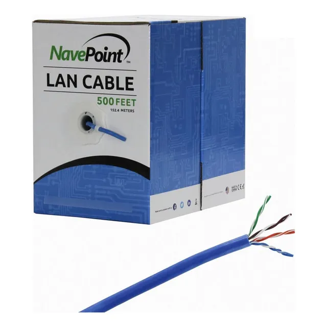 Cable Ethernet Sólido 24awg 500 Pies Azul