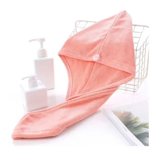 Toalla de secado para cabello tipo turbante color Rosado