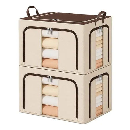 Kit 2 Caixa Organizadora Grande Roupas Coberta Toalha Lençol