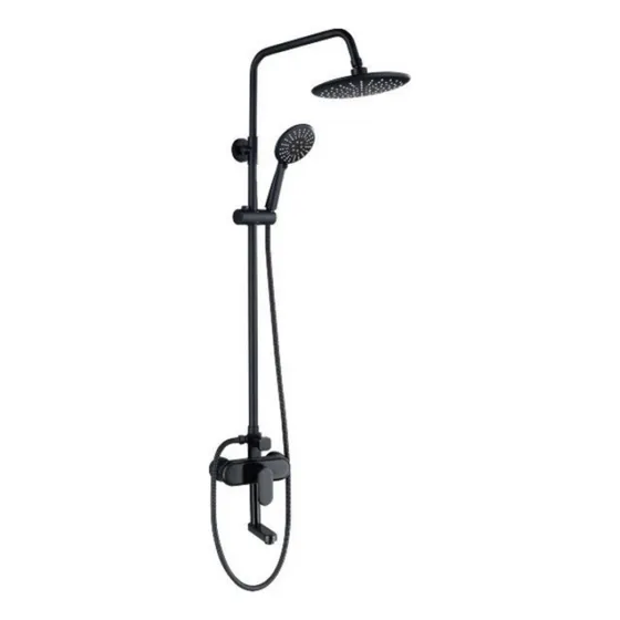Columna Ducha Nuvis Negra Mate Flor Redonda Completa