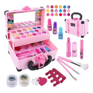 Juego De Maquillaje Lavable Con Almacenamiento Para Niñas Juego De Maquillaje Lavable Con Almacenamiento Para Niñas