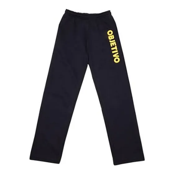 Calça Moletom Objetivo Escolar Azul-escuro Eblema Estampa 10.        12.         14.        16