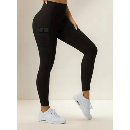 Calça Legging Bolso Cós Alto Supplex Poliamida Blackout Trei