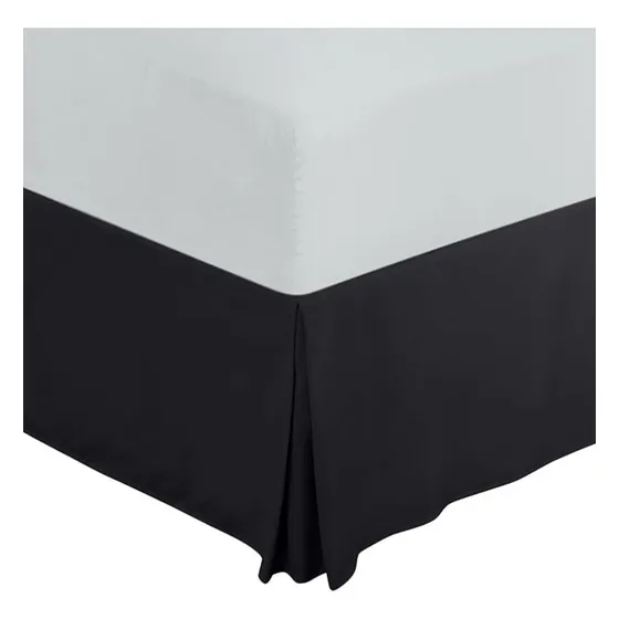 Faldon Cama 1.5 Plazas Liso Negro Elasticados Aura Zeus Ropa De Cama