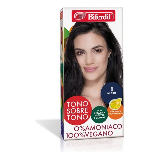 Kit Tintura Coloracion Tono Sobre Tono Biferdil 154gr Tono 1 Negro
