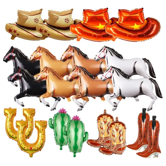 20pcs Globos De Vaquero, Globos Occidentales,botas, Caballo