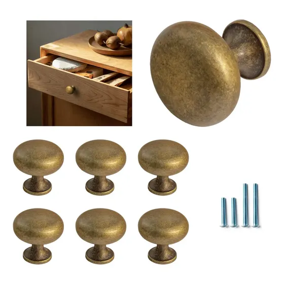 6pzs Manijas Para Mueble Goo-ki Pomos De Cajón Color Antique Brass