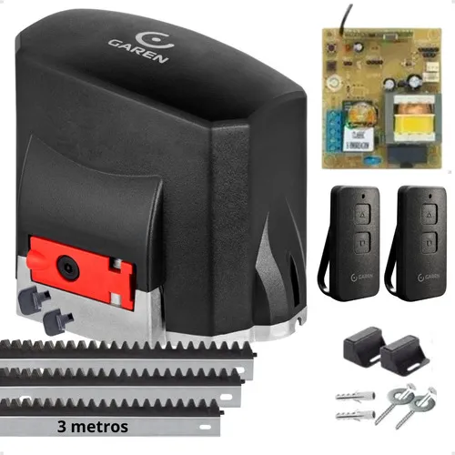 Kit Motor Portao Eletronico 1/4hp 400kg + 2 Controles + 3m Cremalheira 127v