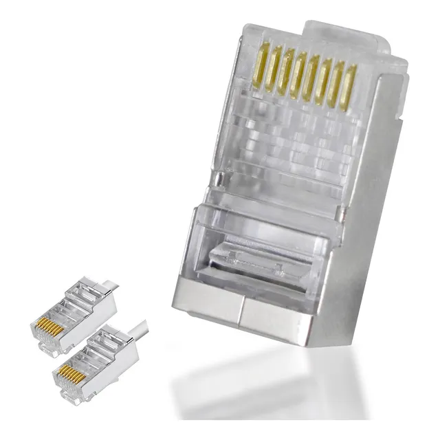 100 Pzas Conectores Plug Cat 6 Rj45 Blindados Para Cable Red