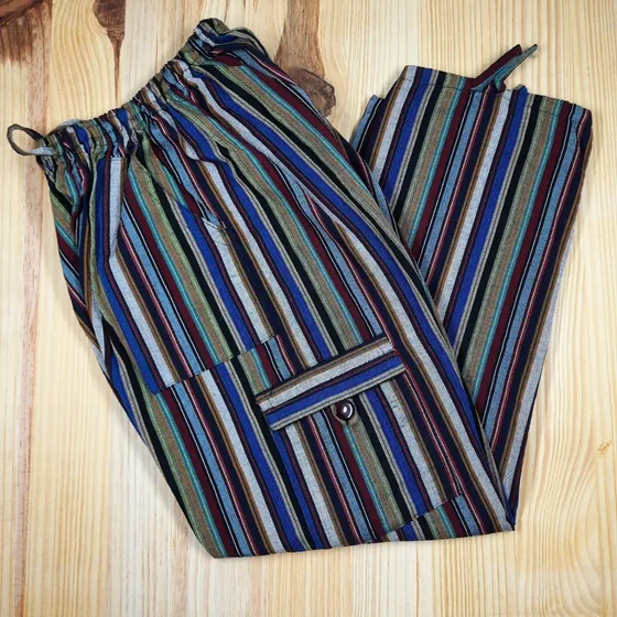 Pantalón Bali Unisex Rayado Norteño Bohemio Étnico Para Yoga