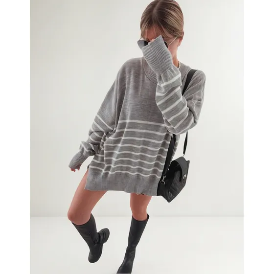 Maxi Sweater Oversize Mujer Rayado Moda