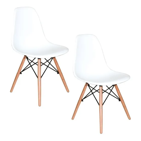 Cadeira de jantar DKR Decor Charles Eames Eiffel estrutura branco x 2 unidades