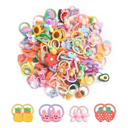 Kit 100 Lacinhos Xuxinha Fofos Elástico Infantil Tema Frutas Colorido