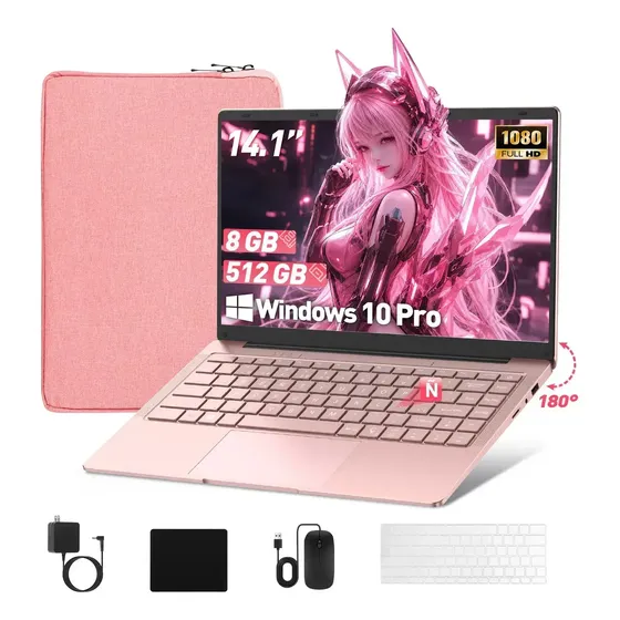 Laptop Intel Celeron N3060 8gb Ram+512gb Ssd Windows 10 Pro Computadora Laptop Portátil Gamer 14".1 FHD 1920*1080 Teclado Español Con