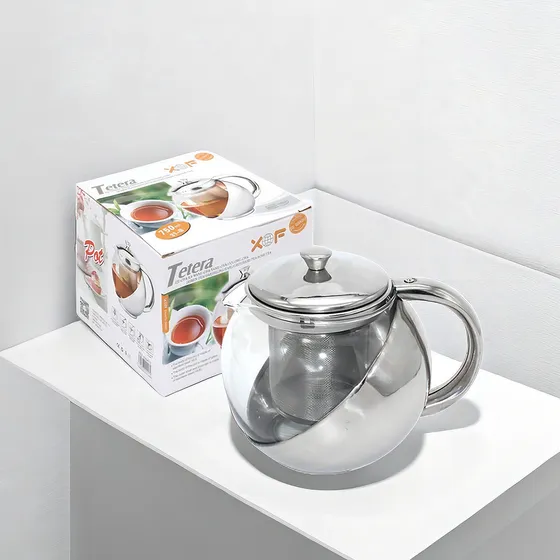Tetera Con Infusor Para Te De Vidrio Acero Inoxidable 750ml
