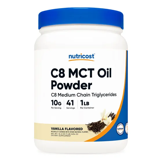 Aceite Mct En Polvo Nutricost C8 454 G (sabor A Vainilla) Ke