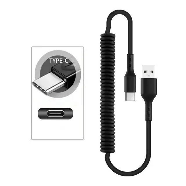 Cabo Tipo C Turbo 3.0 Para Carregador Reforçado Espiral 1m