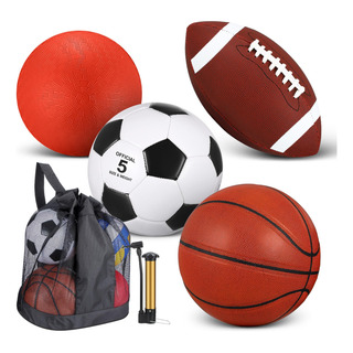 Juego De 4 Pelotas Deportivas Con Bomba Y Bolsa De Equipo Juego De 4 Pelotas Deportivas Con Bomba Y Bolsa De Equipo