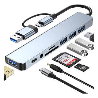 Adaptador Usb C Hub Tipo C 8 En 1 Multipuerto Usb 3.0 Adaptador Usb C Hub Tipo C 8 En 1 Multipuerto Usb 3.0