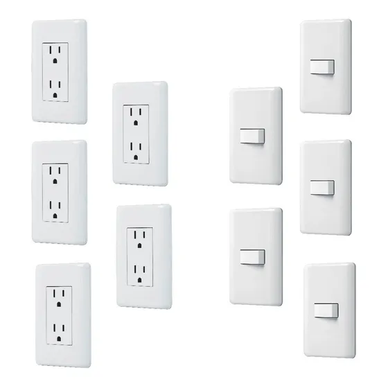 Kit De 5 Placas Contactos Dúplex Y 5 Apagador Sencillo 