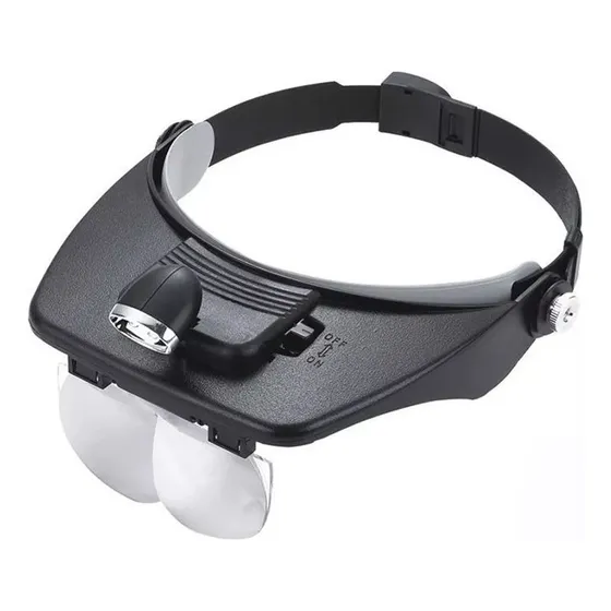 Vincha Con Lupa Cosmetologia Luz Led + 4 Lentes Con Aumento 