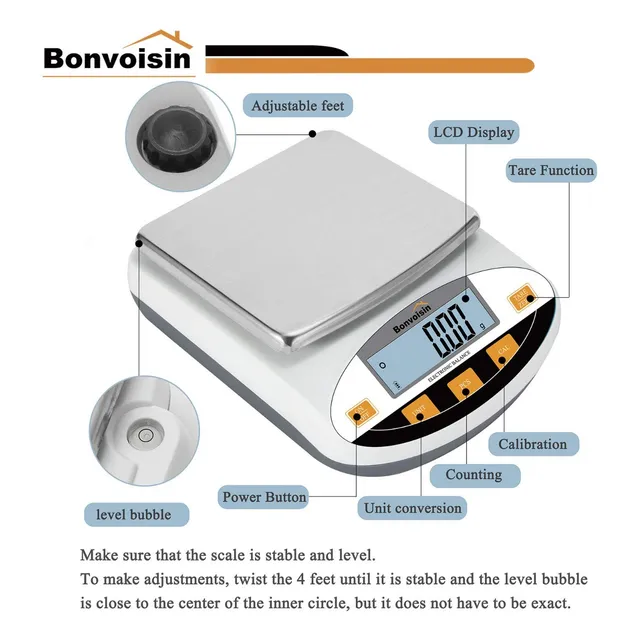 Balanza Digital Analítica De Precisión De 5kg/0.01g Bonvoisi