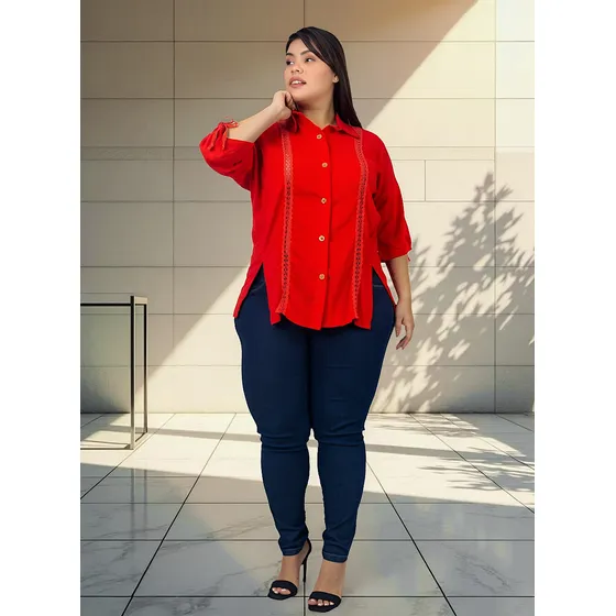 Camisa Oversize Lino Mujer Onara Lourdes Puntilla Tendencia