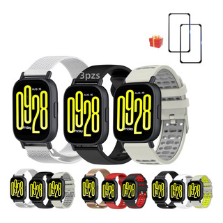 3 Correa Acero Silicón Para Redmi Watch5 Active/5 Lite+2mica 3 Correa Acero Silicón Para Redmi Watch5 Active/5 Lite+2mica