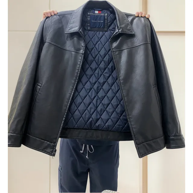 Chaqueta Lujosa Tommy Hilfiger Hombre Cuero Ultra Liviana Xl