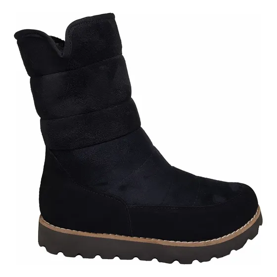 Pantubota Mujer Corderito C/cierre Negra Goma Bota Dama Frio