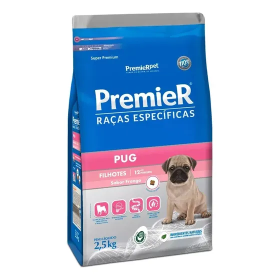 Ração Premier Raças Específicas Pug Filhote Frango 2,5 Kg