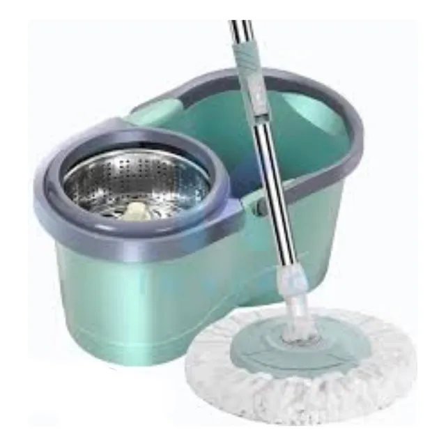 Mop Trapeador Giratorio 360g Con Balde, Ideal Limpieza Hogar