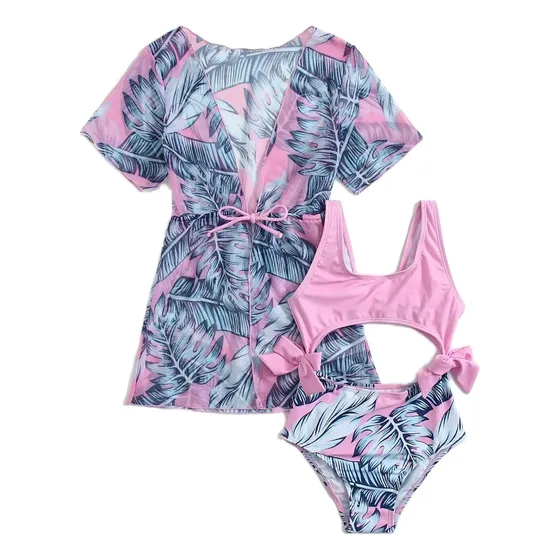 Shein Niñitas 1pza Y Kimono Con Estampado Tropical