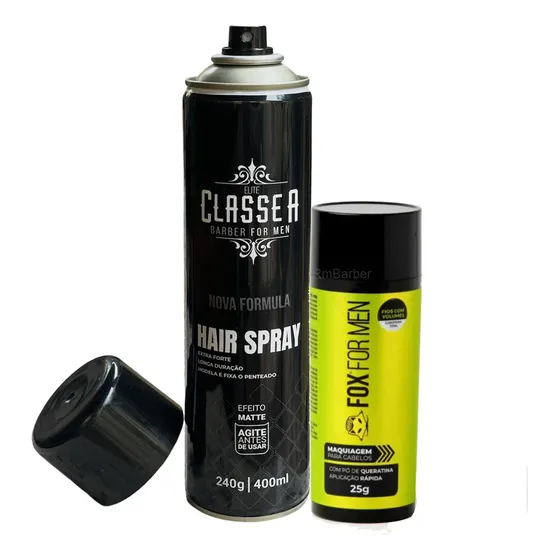 Fibra Capilar + Laque Fixador Forte Fox For Men Profissional
