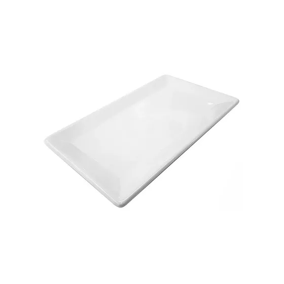 Plato Fuente Grande Bandeja Ceramica Blanca 30x17 Rectangula