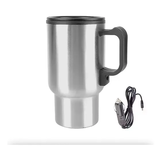 Vaso 480ml Térmico Auto Acero Tazón Mug 12v Eléctrico 73702. Color Gris Vaso termico 12v